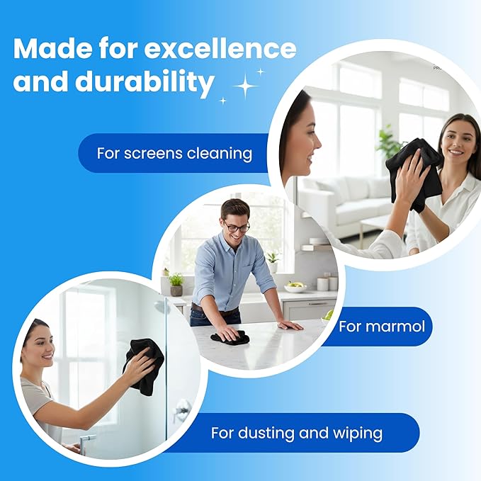 Microfiber Cleaning Cloth Black 12 Pack Premium Microfiber Towels