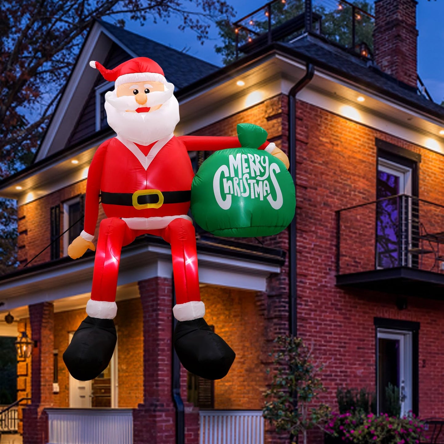 GUDELAK 8FT Christmas Inflatables Outdoor Decoration, Climbing Inflatable Santa Claus Blow Up Yard Decorations with LED, Inflatable Christmas Decorations Outdoor for Yard Roof Garden Lawn