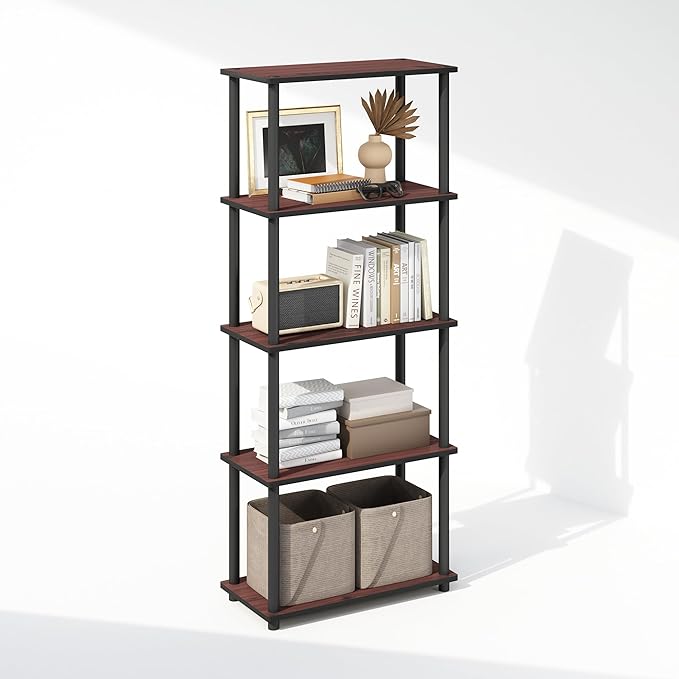 Furinno Turn-N-Tube Book Shelf, 5-Tier Bookshelf, Bookcase