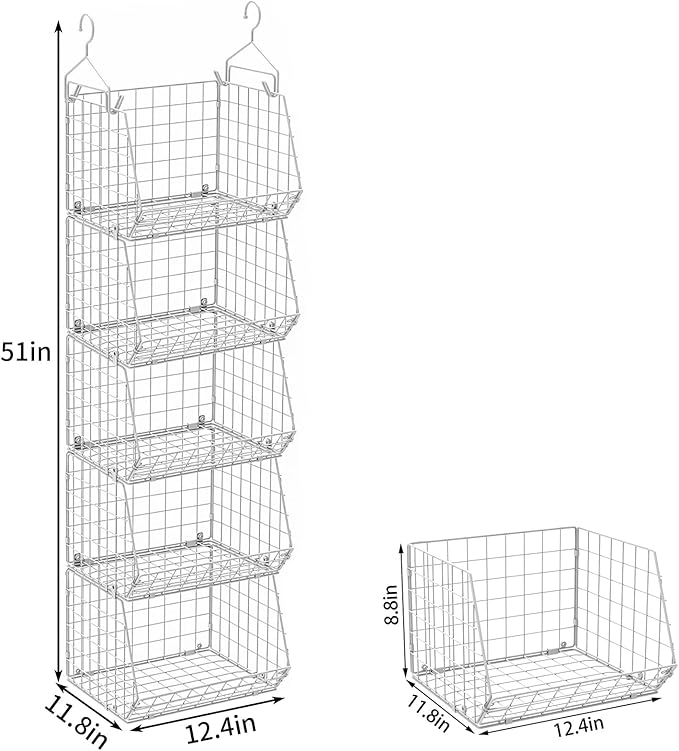 5 Tier Closet Hanging Organizer, Clothes Hanging Shelves