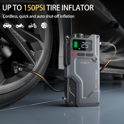 9000A Car Battery Charger Jump Starter with Air Compressor, 150PSI Tire Inflator Air Pump(All Gas/16L Diesel),12V Jump Box Car Battery with Smart Jumper Cables, LCD Display, Portable Power Pack