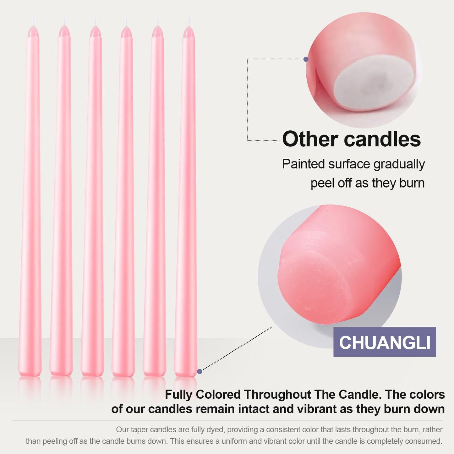 6 Pack Taper Candles - Taper Candles 12 Inch Dripless, Smokeless & Unscented - 8 Hours Long Burning - Hand Poured Tall Candlesticks - Ideal for Weddings, Dinner Parties, and Home Decor