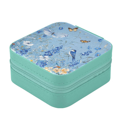 Tatenale Light Blue Floral Bluebonnet Butterflies Travel Jewelry Case Box Small Mini Jewelry Organizer Display Storage for Ring Earrings Necklace Girls Women Men Daisy Green Aqua