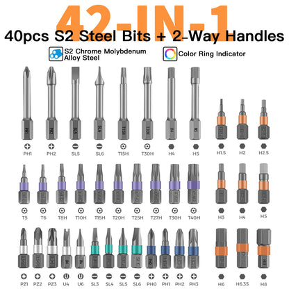 Faireach 42 in 1 Ratchet Screwdriver Set with Detachable T Handle, Magnetic Screwdrivers bits with Case, Multi Precision Repair Tool Kit for Furniture Electronics Cars Bicycle, DIY Free Combination