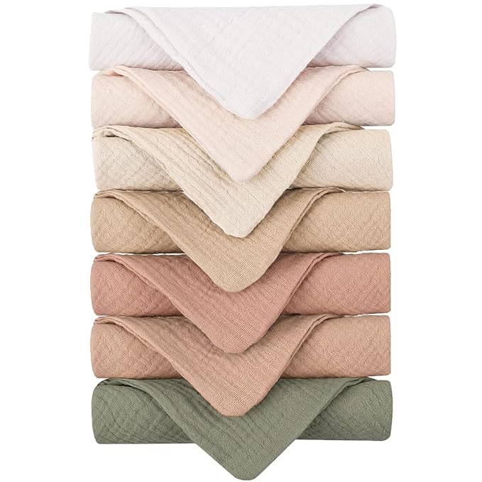 Konssy 7-Pack Soft Cotton Face Wash Cloths, Reusable Absorbent Washcloths