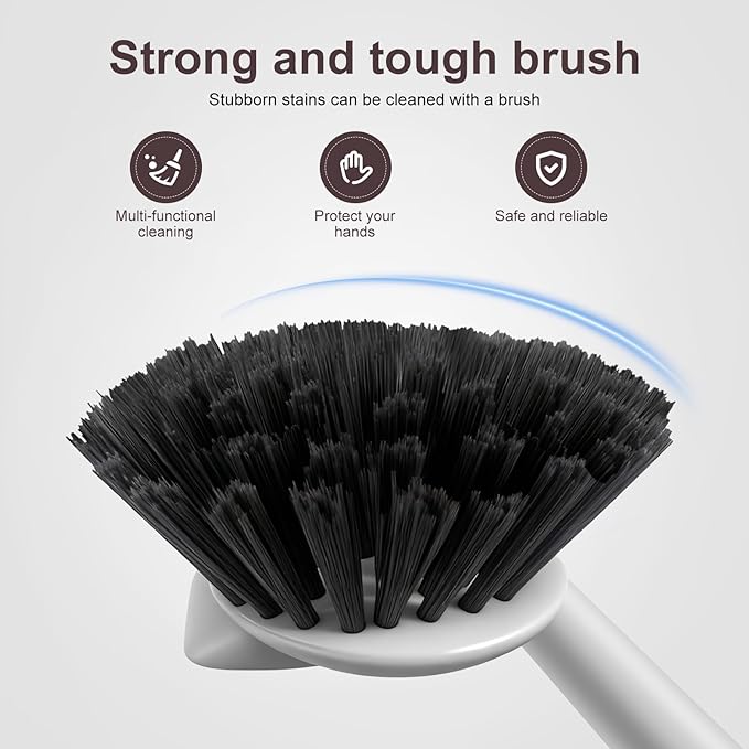 Dish Brush, 2 Pack with Comfortable Handle, with Built-in Scraper, Scrub Brush