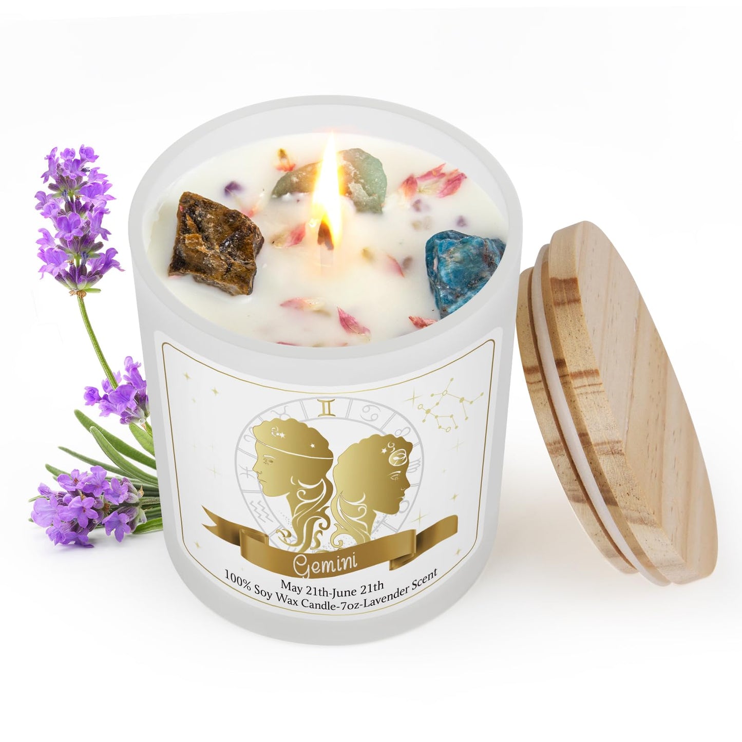 Gemini Gifts for Women,Zodiac Scented Candles with Crystals and Healing Stones,Gemini Gifts for Birthday,Graduation,Retirement,Meditation Yoga.Best Gift for Her,Mom,Sister,Teacher,Friends