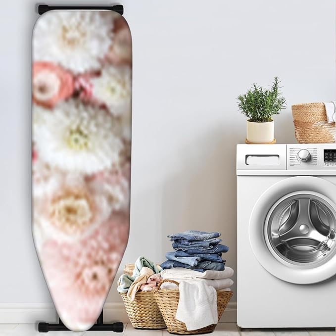 Nuxovilar Pink and White Blooming Flowers Ironing Board Cover, This Cover Fits