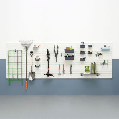 TRINITY 48 Sq Ft Modular Slatwall Panels Kit, Garage Organization and Storage System, Includes 24 Garage Organizer Accessories, 3600 lb Total Capacity, White PVC, Stud Mount Hardware Included