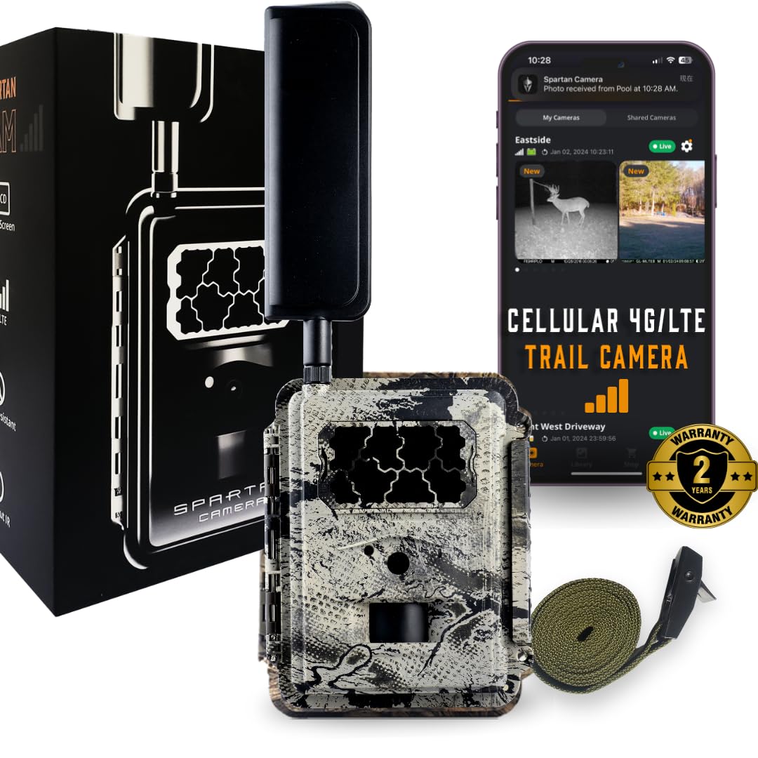 Spartan Camera Gocam 4G LTE Trail Camera, Free Roaming in US, Remotely Update Camera Settings, Fully Configurable via App, HD Video, HD Photo, Blackout Flash, Hunting (1, AT&T)