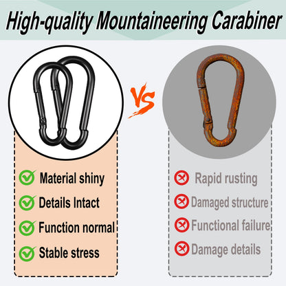 120PCS M4 Black Heavy Duty Carabiner Clips, 1.57IN Galvanized Steel Spring Snap Hook Carabiner, 110LBS Holding Capacity Spring Clips for Hammock Swing Outdoor Travel