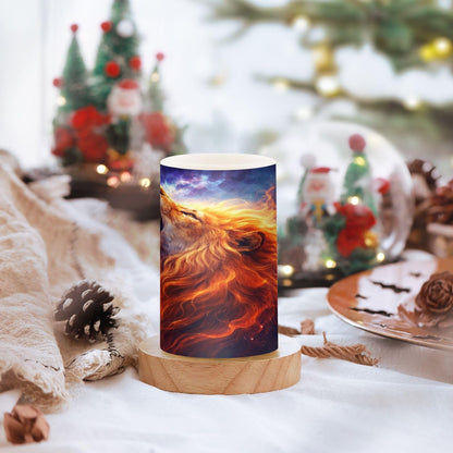 KGLDSNM Blazing Galaxy Lion LED Flameless Flickering Candle with Remote Timer Battery Operated for Indoor Outdoor Party Holiday Home Decor 2 Pack