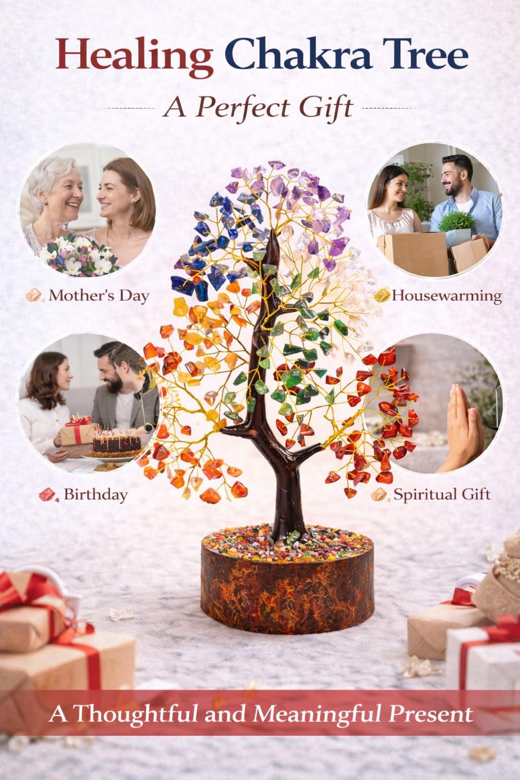Neetva 7 Chakra Crystal Tree of Life – Natural Gemstone Bonsai Tree for Meditation, Reiki Healing, Positive Energy & Home Decor | Gifts for Women | Office Decor