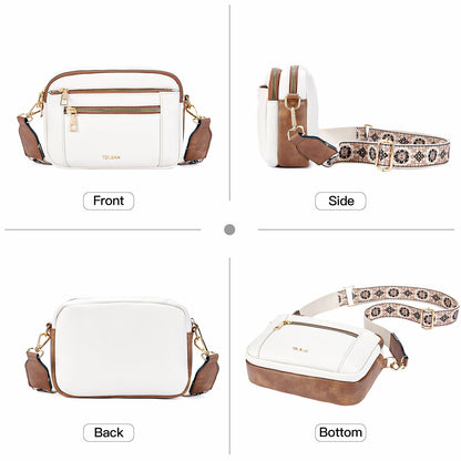 Telena Small Crossbody Bags For Women Vegan Leather Crossbody Purse With Adjustable Wide Strap For Daily Life