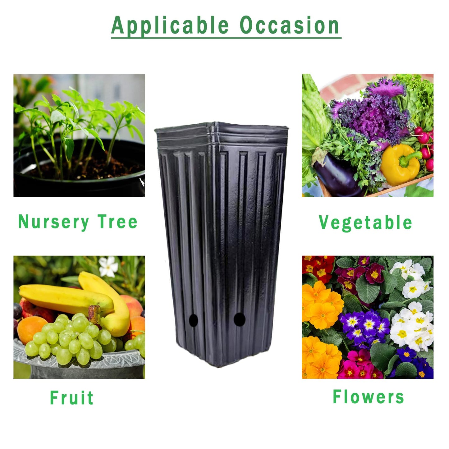 Miewslan 25 Pcs Plastic Deep Plant Nursery Pots, 9.8" Tall Tree Pots Black Deep Seedling Container Pots with Drainage Holes for Indoor Outdoor Garden Plants (25 Pcs)