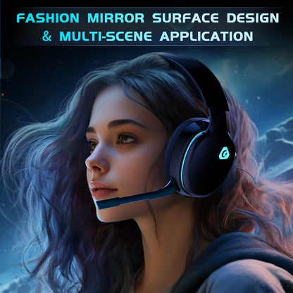 Gtheos 2.4GHz Wireless Gaming Headphones for PS5, PS4 Fortnite & Call of Duty/FPS Gamers, PC, Nintendo Switch, Bluetooth 5.3 Gaming Headset with Noise Canceling Mic, Stereo Sound, 40+Hr Battery -Black