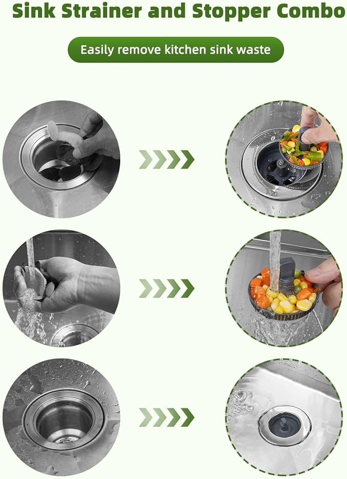 Universal 3-in-1 Kitchen Sink Strainer Stopper Pop Up Sink Drainer