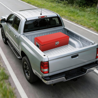 GOCAPTAIN Heavy Duty Steel Metal Tool Box 39" for Truck Bed, Locking Plate Crossbed Storage Chest with Gas-Strut Assisted Lid, Weather-Resistant Truck Bed Tool Box for Pickup, Trailer, RV