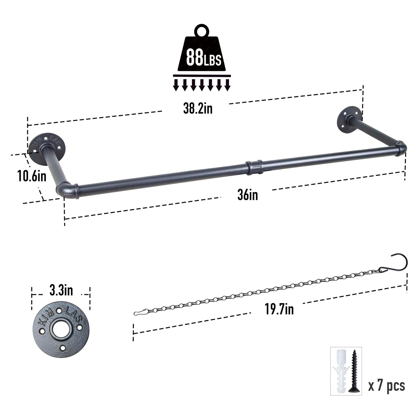 HemePaha Metal Plant Hanger Indoor with 3 Hanging Chains, 38.2 Inch Black Hanging Planters Rod for Indoor Plants, Wall Hanging Plant Holder for Window, Ceiling (Hanging Planters Not Included)