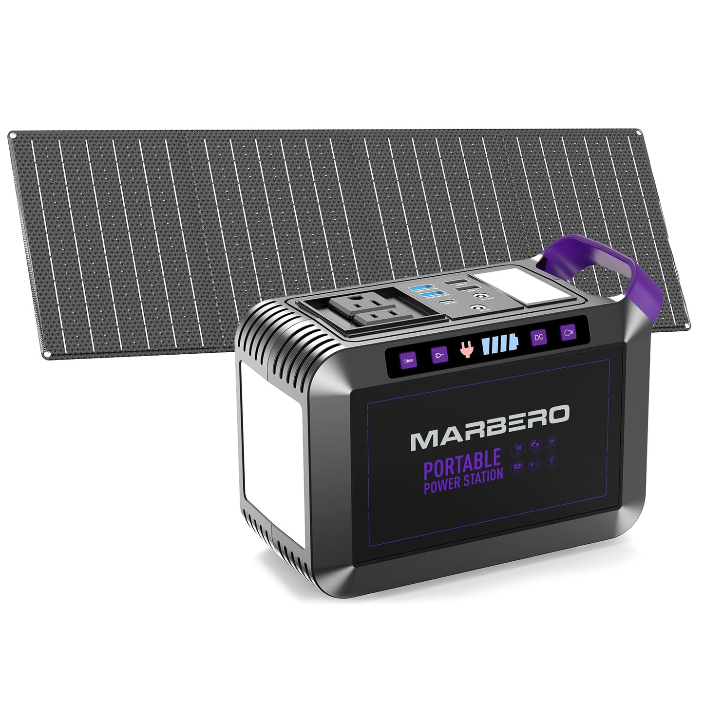 MARBERO Portable Power Station 88Wh Camping Lithium Battery Solar Generator Fast Charging with AC Outlet 120W Peak Power Bank(Solar Panel Optional) for Home Backup Outdoor Emergency RV Van Hunting