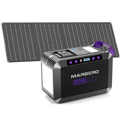 MARBERO Portable Power Station 88Wh Camping Lithium Battery Solar Generator Fast Charging with AC Outlet 120W Peak Power Bank(Solar Panel Optional) for Home Backup Outdoor Emergency RV Van Hunting