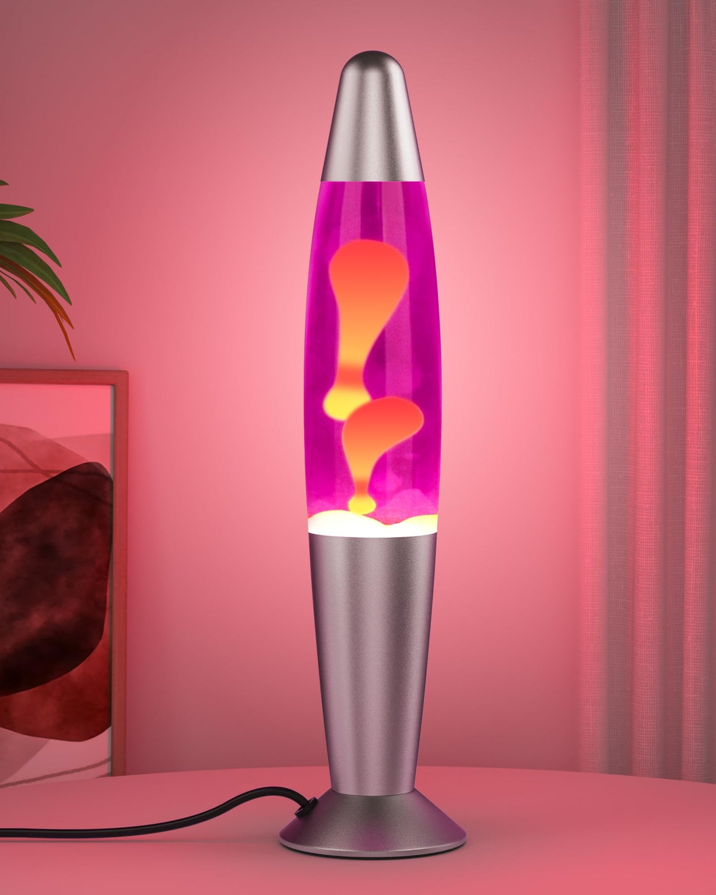 Eadaiylon Pink LED Motion Lamp for Adults and Kids, Liquid Motion Lamps with Yellow Wax Flows, Nigh Light Lamp Home Office Room Decor Great Gift for Women and Girls