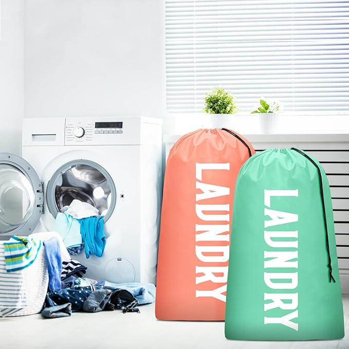2 Pack XL Travel Laundry Bag, Machine Washable Dirty Clothes Organizer