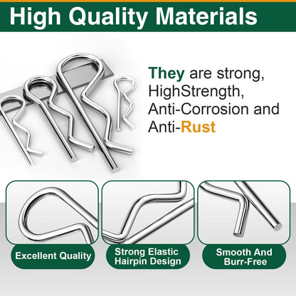 20Pcs Cotter Pins R Clips, Stainless Steel Hitch Pin Clips for Trailer, Tractor, and Automotive Repair, M3x65mm