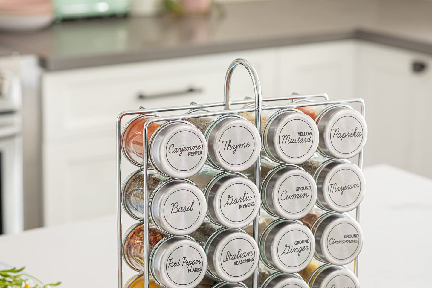 Orii 20 Jar Spice Rack Stainless Steel with Spices Included - Standing Rack Shelf Holder & Countertop Spice Rack Tower Organizer for Kitchen Spices with Spice Refills for 5 Years