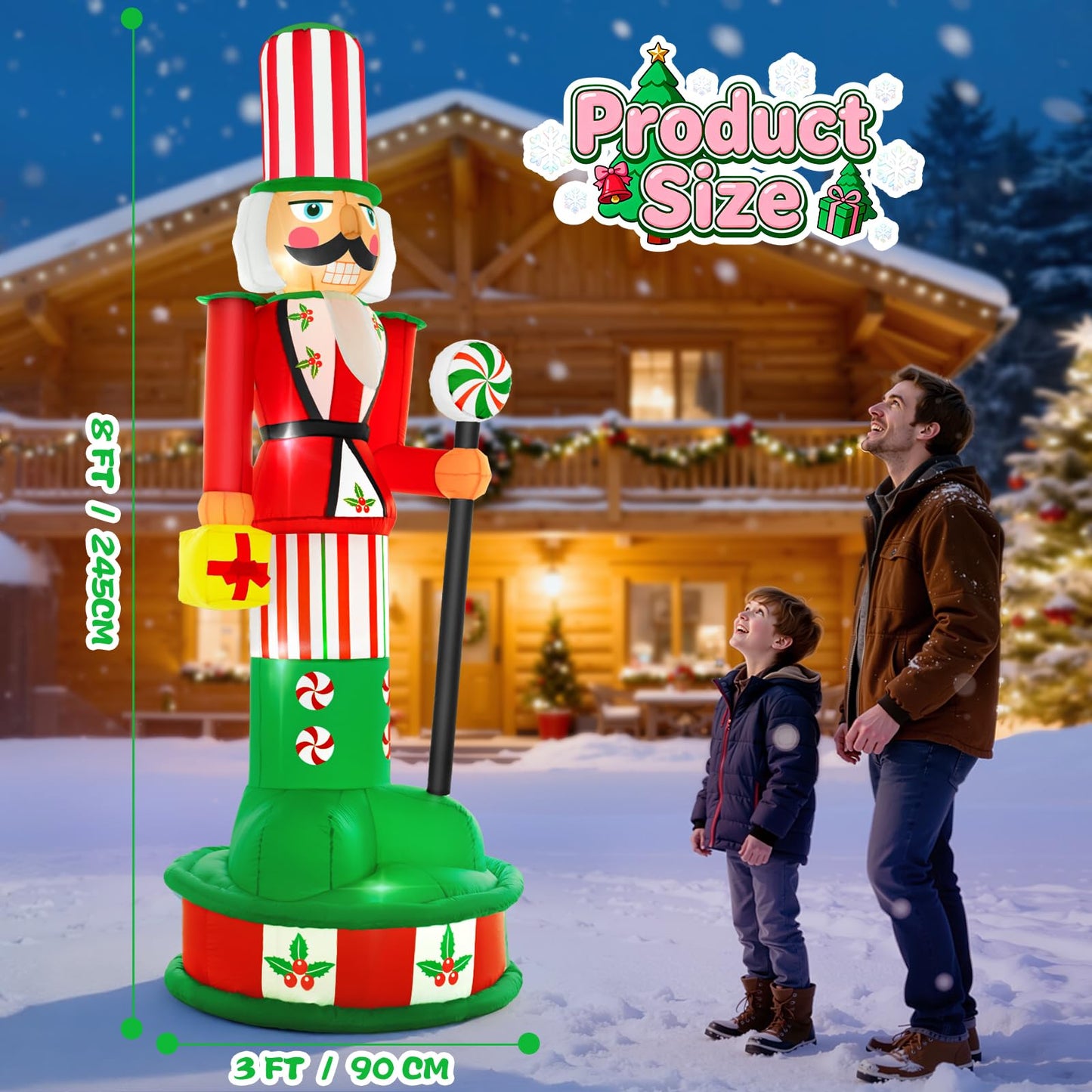 Spinosaurus 8FT Christmas Inflatable Outdoor Decoration Inflatable Nutcracker Blow Up Nutcracker Decor with Lights for Yard Lawn Garden