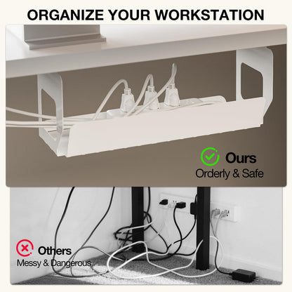 Muvai 59 Inch L Shaped Standing Desk Adjustable Height with Cable Management Tray,Gaming Electric Corner Standing Desk, Sit Stand Computer Table with Reversiable Splice Board,White