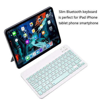 Ultra-Slim Bluetooth Keyboard Portable Mini Wireless Keyboard Rechargeable for Apple iPad iPhone Samsung Tablet Phone Smartphone iPadOS iOS Android (10 inch Black)