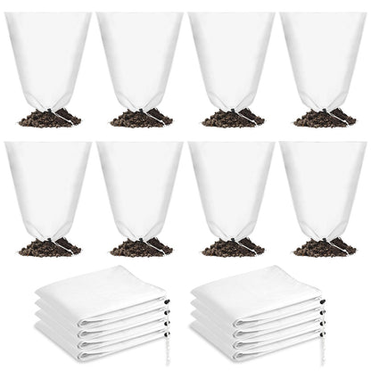 8 Pcs Winter Plant Covers Freeze Protection, 39.4x23.6 Inch Horizontal Shrub Tree Plant Protection Bags with Drawstring Plant Protector Shrub Frost Blanket for Winter Outdoor Garden Potted Plants