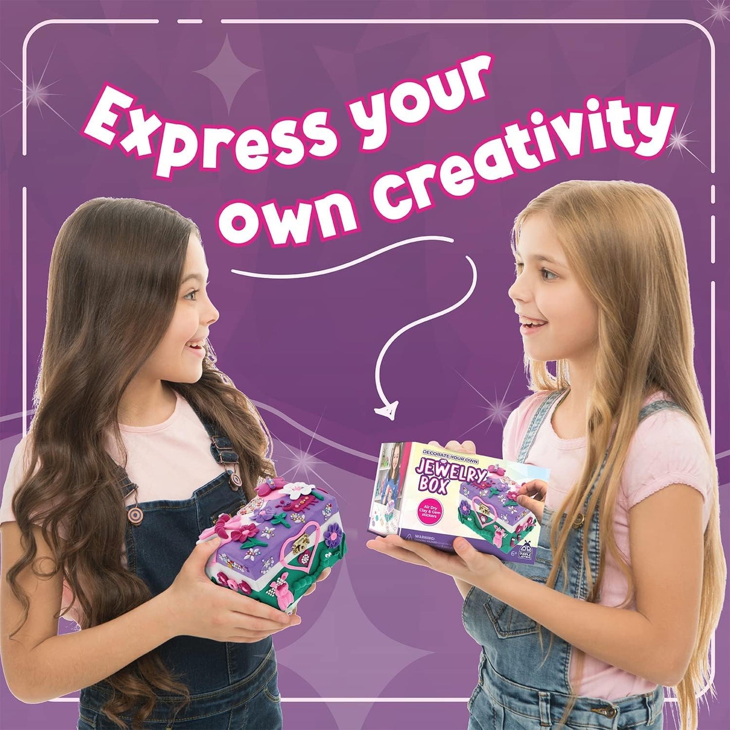 PURPLE LADYBUG Decorate Your Own Jewellery Box - Craft Kits for Kids, Ideal 7 Year Old Girl Gifts, Birthday Presents Ages 6-12, Girls Jewellery Box