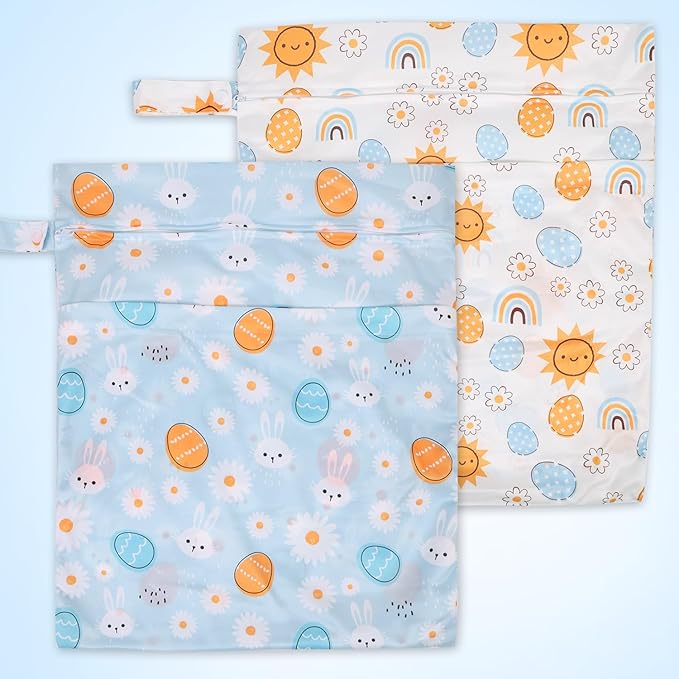 2pcs Travel Waterproof Laundry Bag, Cloth Diaper Wet Dry Bags