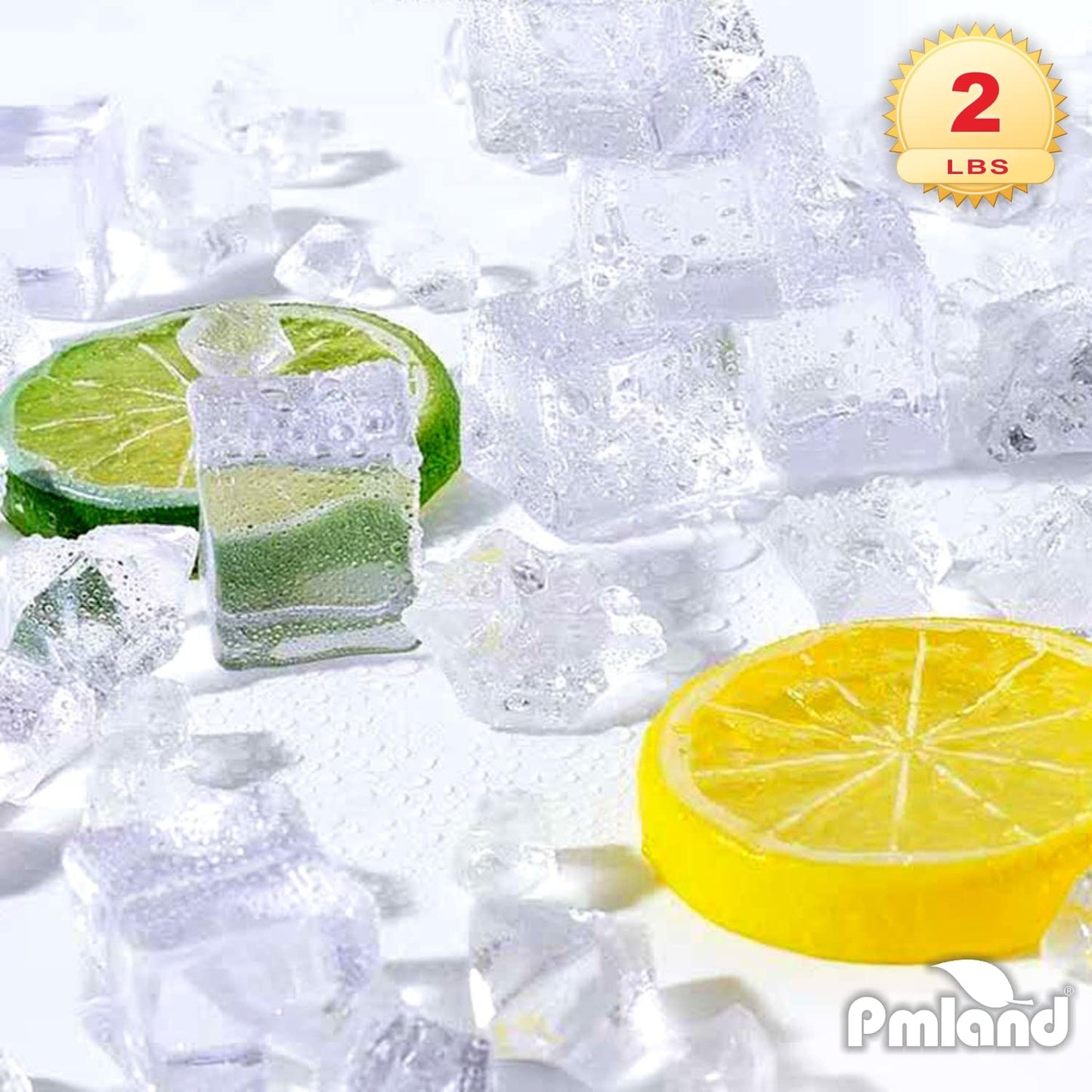 PMLAND Acrylic Ice Cubes Square Shape 2 Lbs Bag, for Photography Props Kitchen Table Decoration Display Vase Filler Toy - Crystal Clear