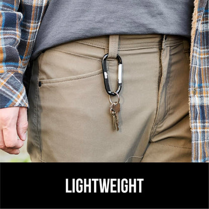 GORILLA GRIP Carabiner Clip, 3" D Ring, Pack of 6 Heavy Duty Aluminum Key Holder Clips Hold 170lbs, Rust, Scratch-Resistant Camping Essentials, Hiking Gear, Tactical Backpacking Keychains, Black