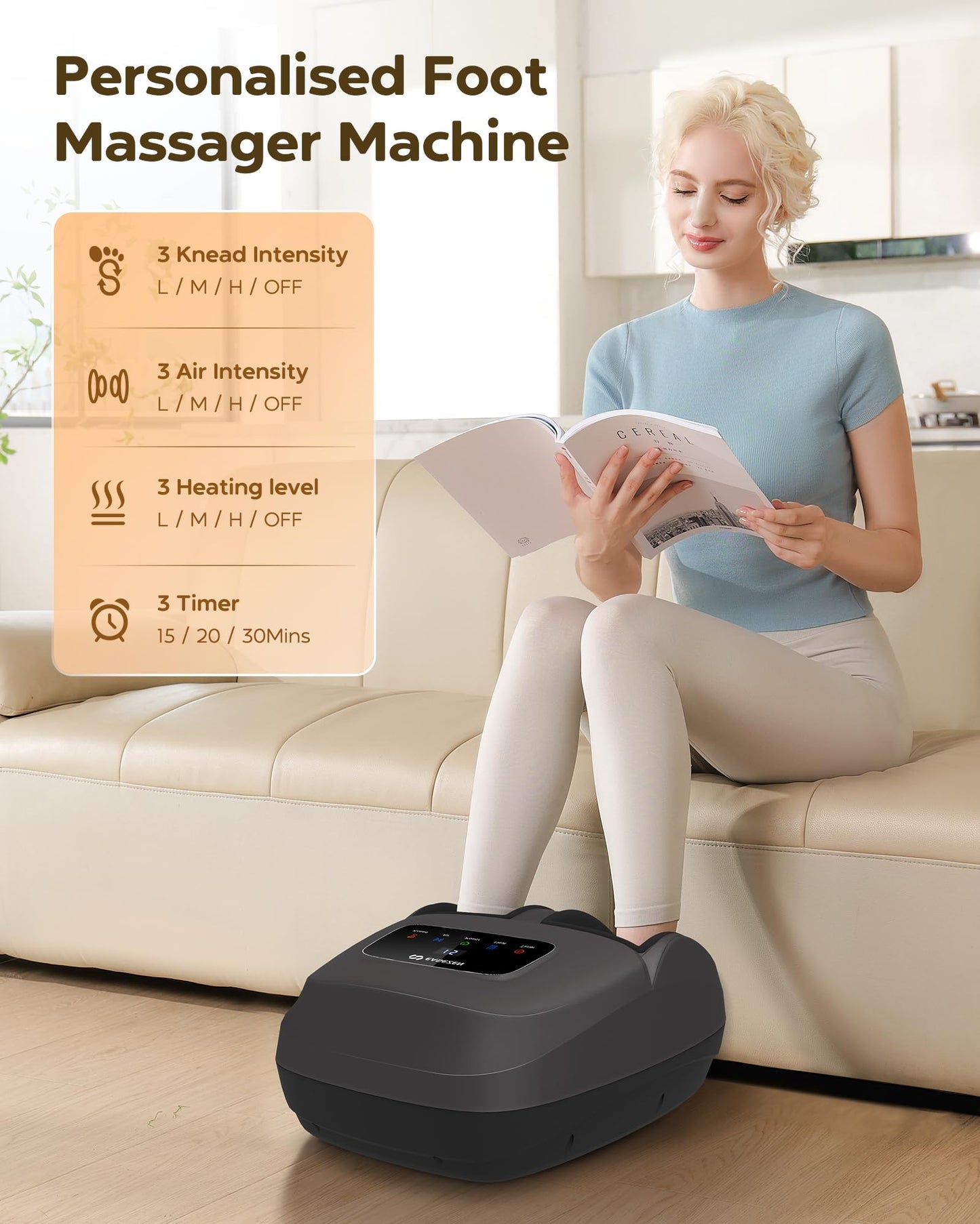 Shiatsu Foot Massager Machine with Heat, 2025 Upgrade Deep Kneading, Full Foot Massager with Remote for Plantar Fasciitis, Neuropathy, Birthday Gifts for Women Mom Men Dad, Up to Foot Size 14