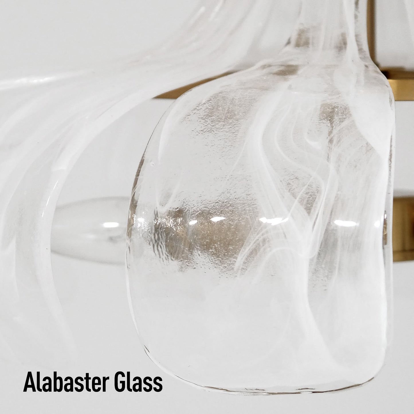 Wrlmfy Hammered Alabaster Glass Chandelier, 18" Hand-Blown Glass Pendant Brass Gold Hanging Lighting Fixture for Kitchen Island Dining Living Room Entryway, E12 Base (Gold & White Hammered Glass)