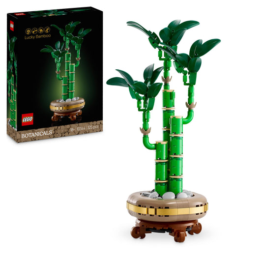 LEGO Botanicals Lucky Bamboo Artificial Plant for Indoor Display - Set for Adults includes a Buildable Pot with a Wood-Effect Plinth for Home Decor - Gift for Her or Him - 10344