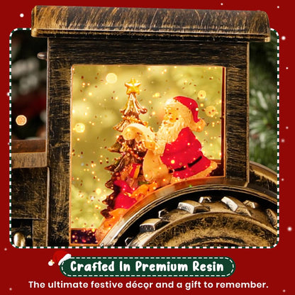 Christmas Musical Tractor Snow Globe with Santa Scene, Retro LED Holiday Decoration with 8 Christmas Songs, 6H Timer and Warm Lights, Festive Gift, Tabletop Decor
