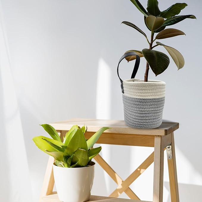 Cotton Rope Hanging Baskets for Organizing 2 Pcs Round Small Wall Basket