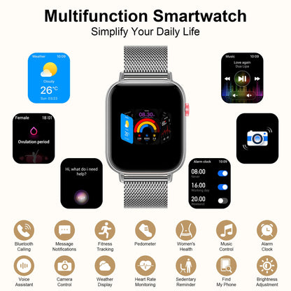 Smart Watch for Women (Answer/Make Call), 1.85" HD Touch Screen Fitness Tracker with 4 Bands, 120+ Sports Modes, IP68 Waterproof, Heart Rate & Sleep Monitor, Gift Smartwatch for Android/iOS, 300mAH