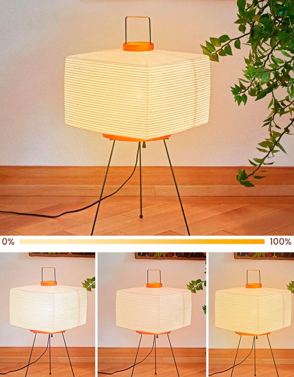 Akari Noguchi Japanese Paper Floor Lamp • Rice Paper Lantern Lamp • Japanese Japandi Floor Lamp for Soft Ambient Lighting