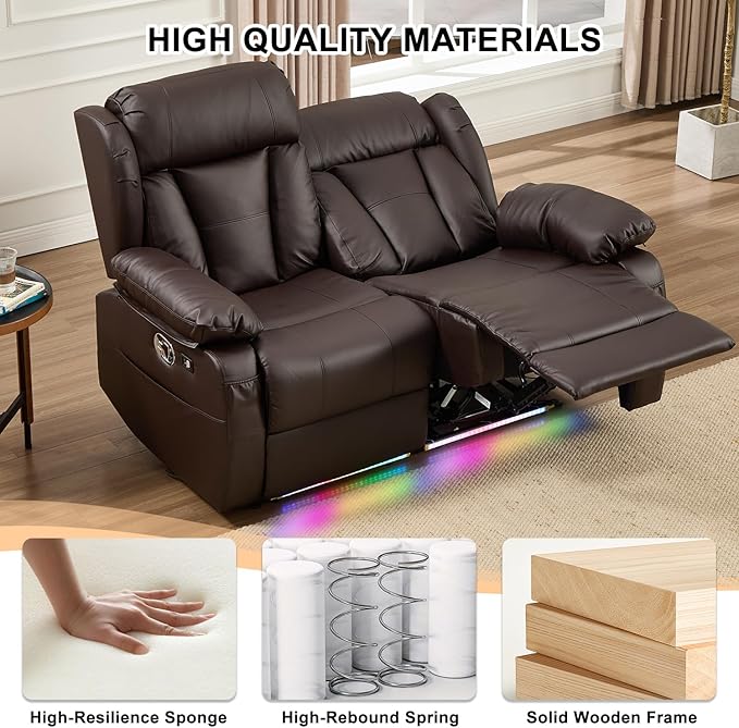 58.3" Reclining Loveseat Sofa, RV Loveseat Recliner Couch