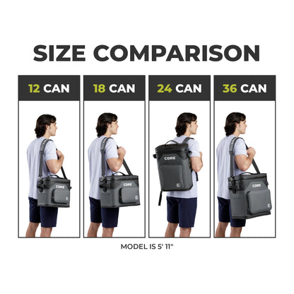 CORE Magnetic Leak Proof 18 Can Soft Cooler with Waterproof Zipper | Insulated Bag Portable Ice Chest Box | Best Soft Cooler for Food & Beverages for Tailgating, Car Camping, and Family Beach Picnics