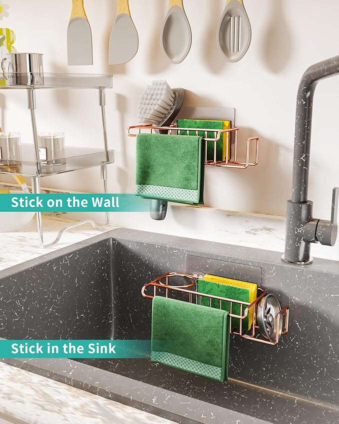 HapiRm Sponge Holder for Kitchen Sink, No Drill Kitchen Sink Caddy Organizer