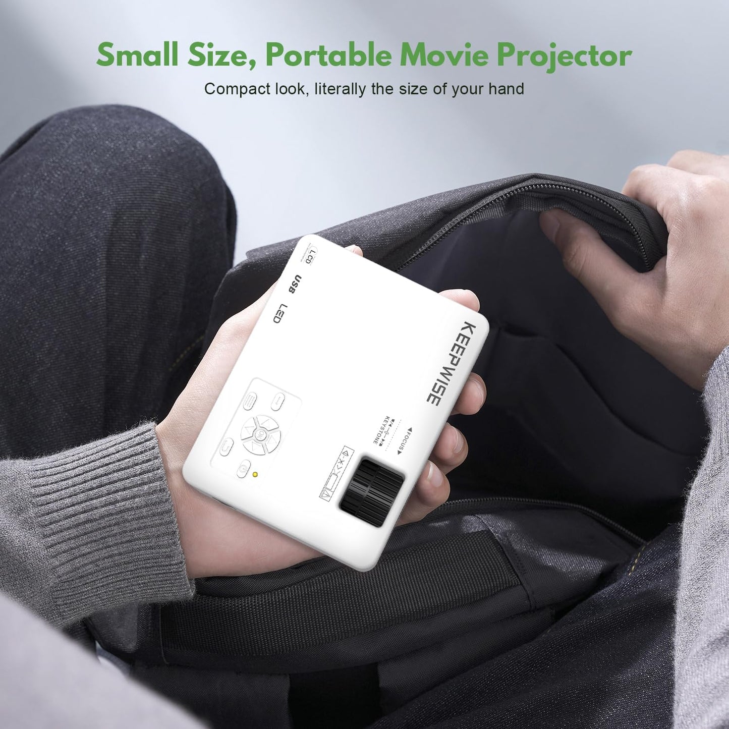 Mini Projector with WiFi and Bluetooth, 1080P Supported Outdoor Movie Projector, Compatible with Android/iOS/Windows/TV Stick/HDMI/USB