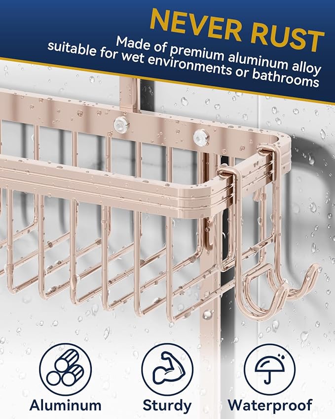 YASONIC Shower Caddy Hanging, Never Rust Shower Organizer Hanging, Aluminum