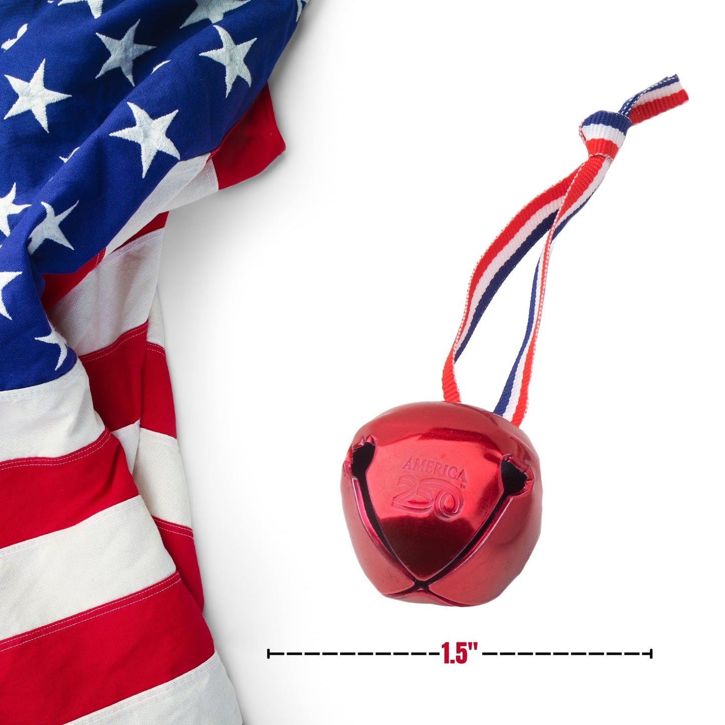 Bevin Bells Believe Sleigh Bells Ornament | America’s 250th Anniversary (3-Pack) | 1.5" Steel Jingle Bells in Red, White & Blue with Tricolor Ribbon & White Drawstring Bag | Gift Ideas | Made in USA